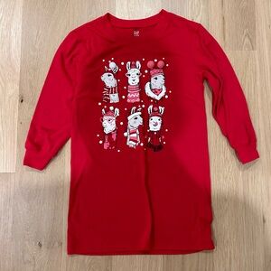 Gap Kids Christmas Llamas Red White Nightgown Pajamas Size 6